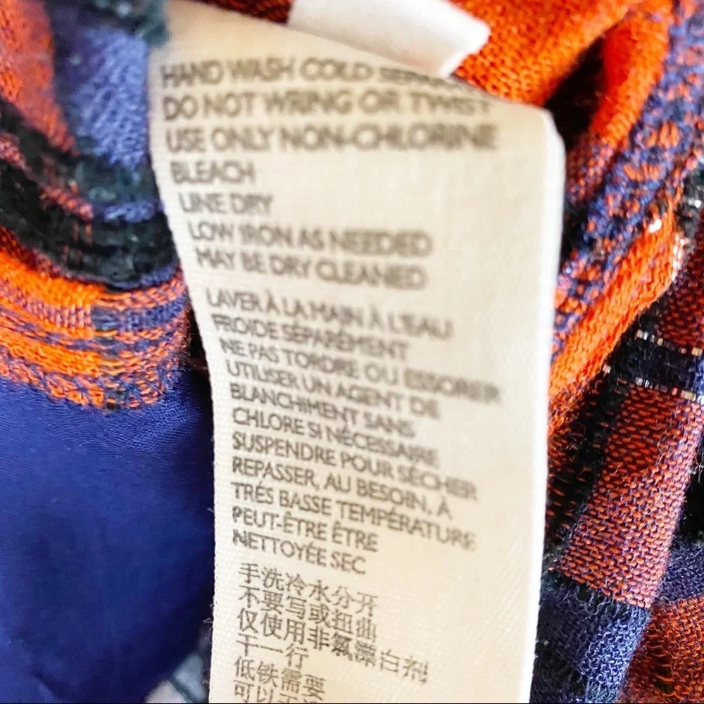 NEW Free People Orange Lela Plaid Oversized Metallic Tunic Top XS